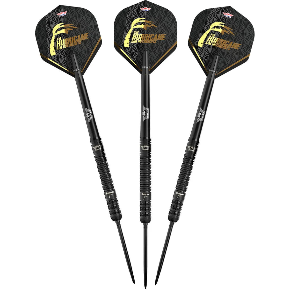 Bull's NL Kim Huybrechts E2 Black CP 90% Tungsten Steel Tip Darts-4-23 GRAM-Premier Darts