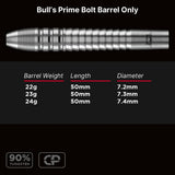 Bull's NL Prime Bolt CP 90% Tungsten Steel Tip Barrels Only-6-22 GRAM-Premier Darts