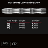 Bull's NL Prime Curved CP 90% Tungsten Steel Tip Barrels Only-6-22 GRAM-Premier Darts