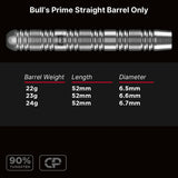 Bull's NL Prime Straight CP 90% Tungsten Steel Tip Barrels Only-6-22 GRAM-Premier Darts