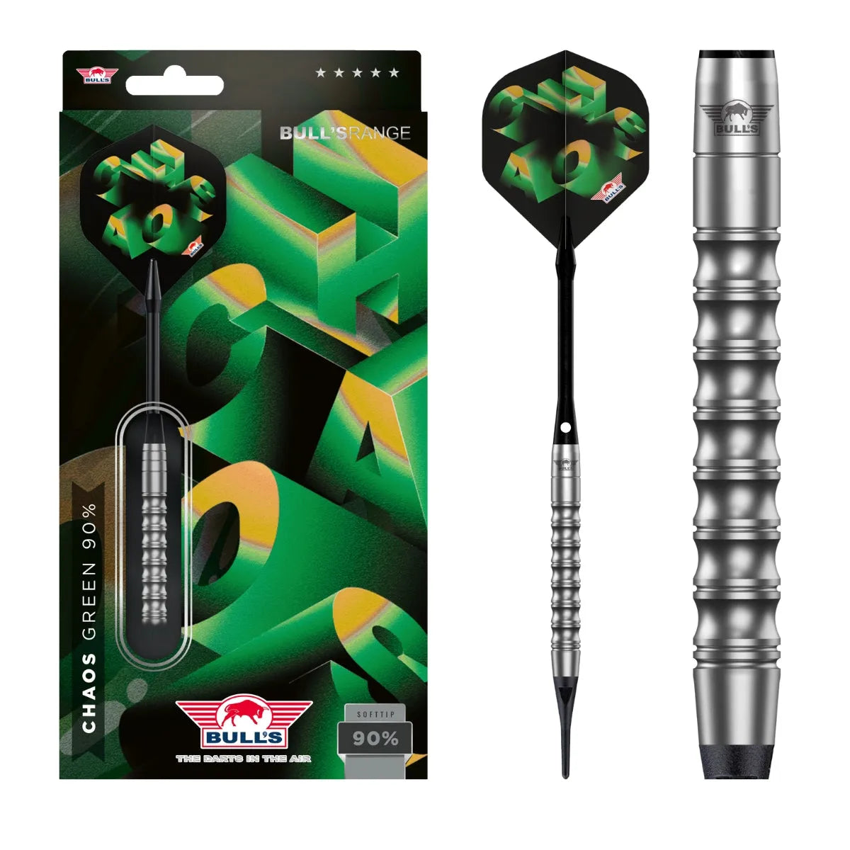 Bull's NL Chaos Green 90% Tungsten Soft Tip Darts – Premier Darts