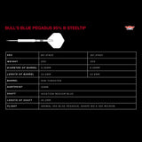 Bull's NL Blue Pegasus B 95% Tungsten Steel Tip Darts-7-22 GRAM-Premier Darts