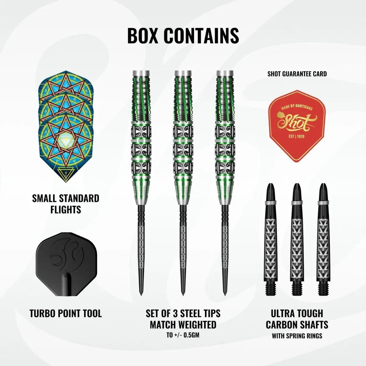 Shot Celt Druid TP 90% Tungsten Steel Tip Darts-3-23 GRAM-Premier Darts