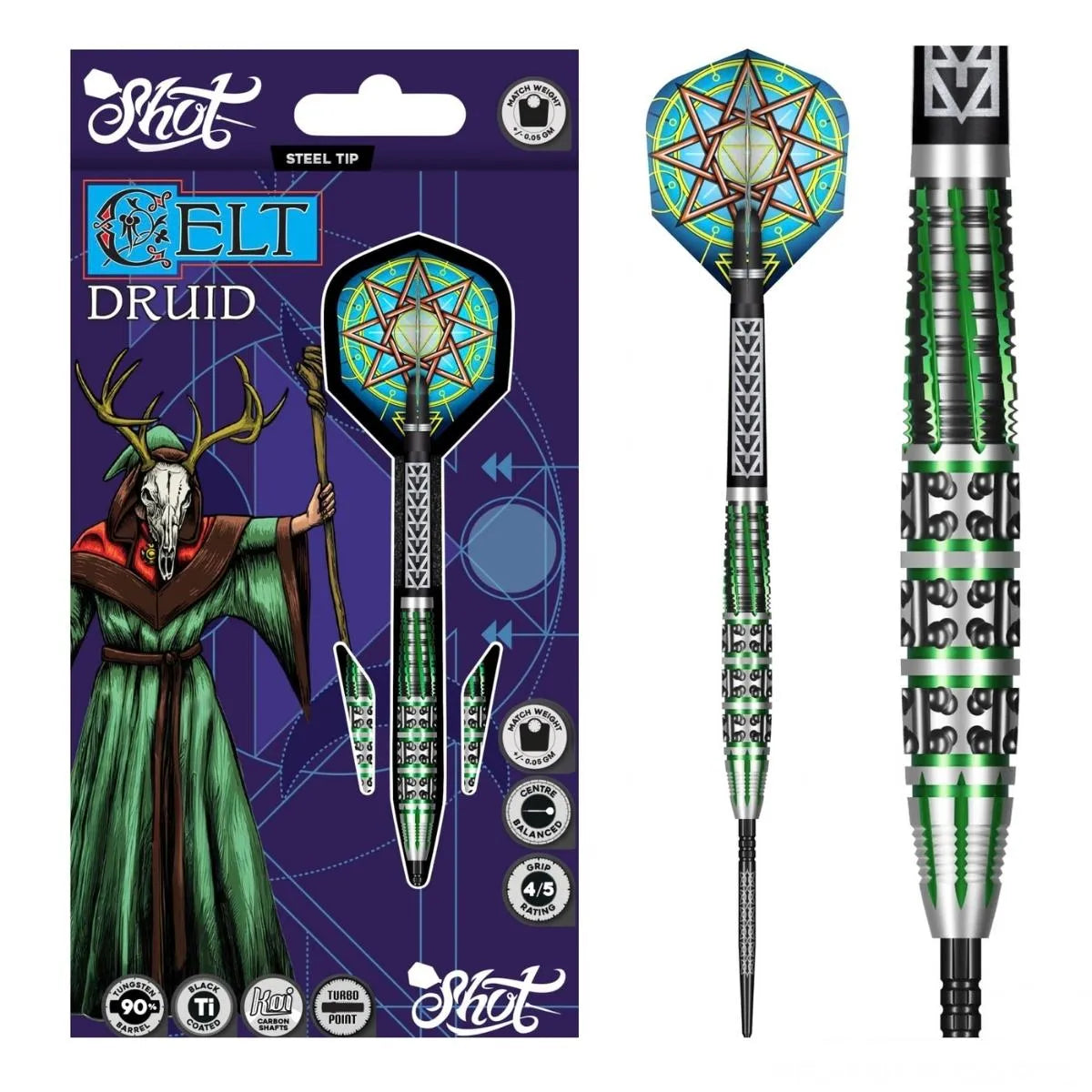 Shot Celt Druid TP 90% Tungsten Steel Tip Darts-1-23 GRAM-Premier Darts