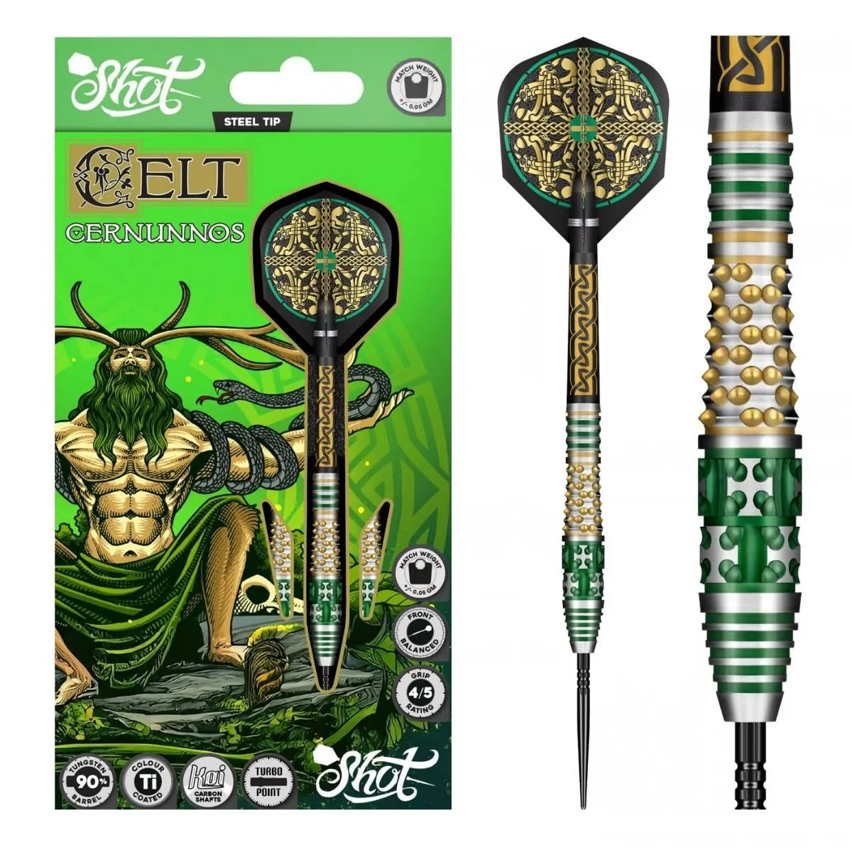 Shot Celt Cernunnos TP 90% Tungsten Steel Tip Darts-1-22 GRAM-Premier Darts