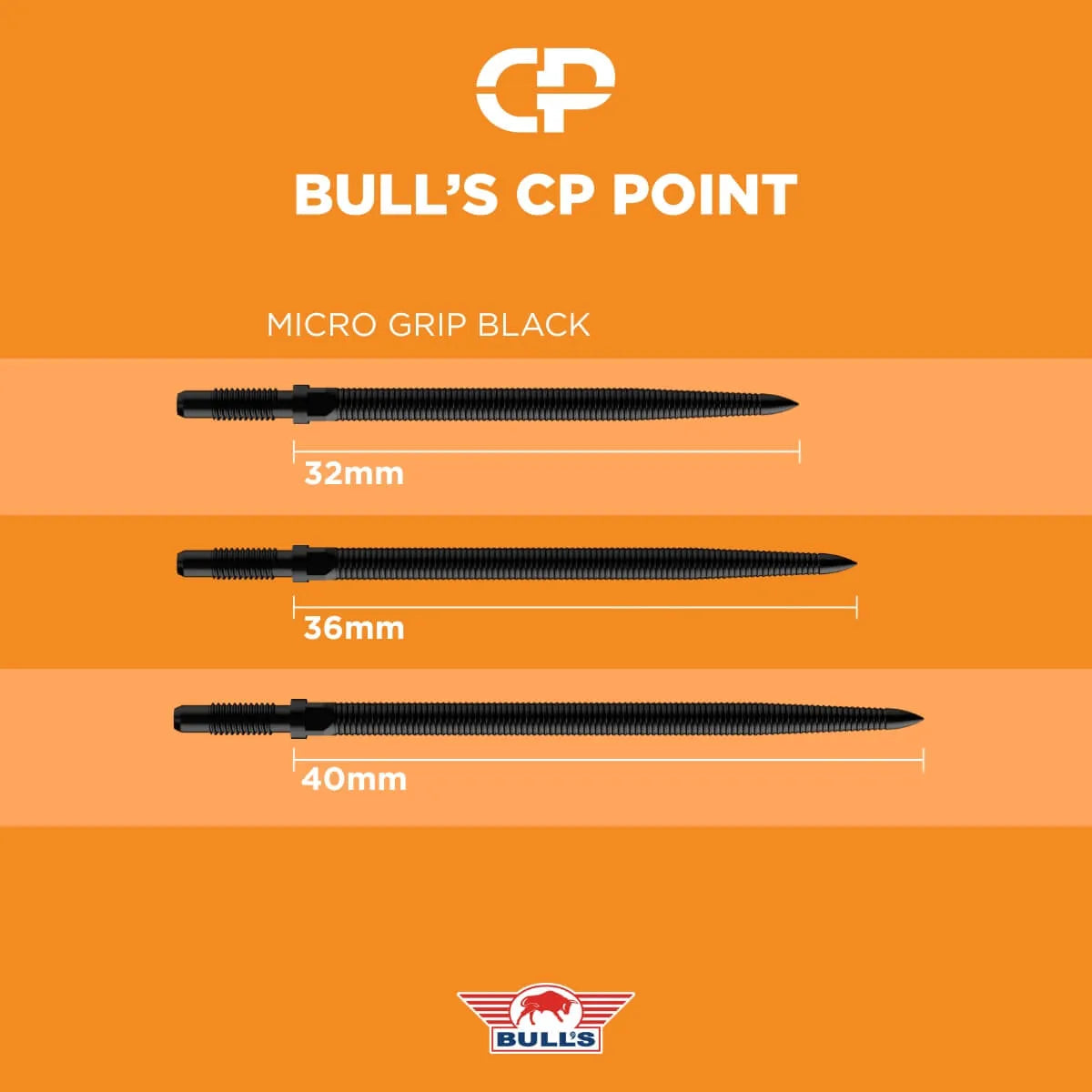 Bull's NL CP Micro Grip Dart Points-4-Black-32mm-Premier Darts