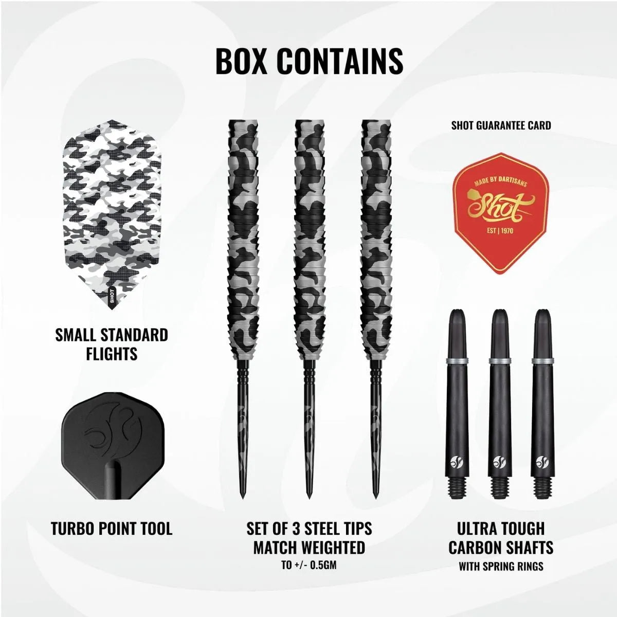 Shot Camo Polar TP 90% Tungsten Steel Tip Darts-3-23 GRAM-Premier Darts