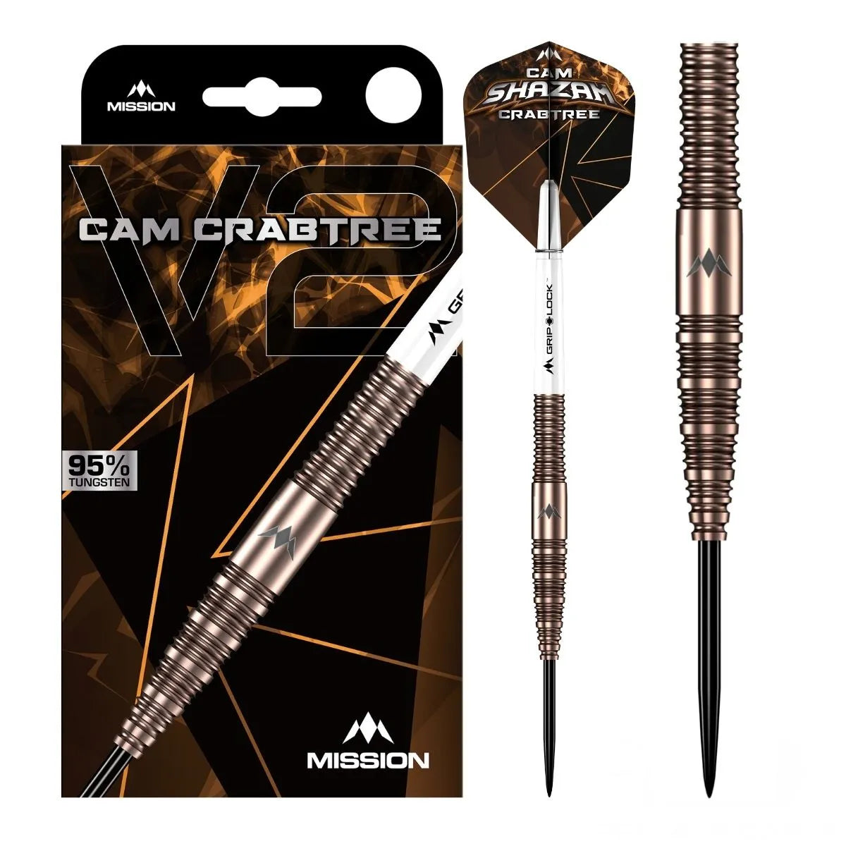 Mission Cam Crabtree V2 95% Tungsten Steel Tip Darts-1-22 GRAM-Premier Darts