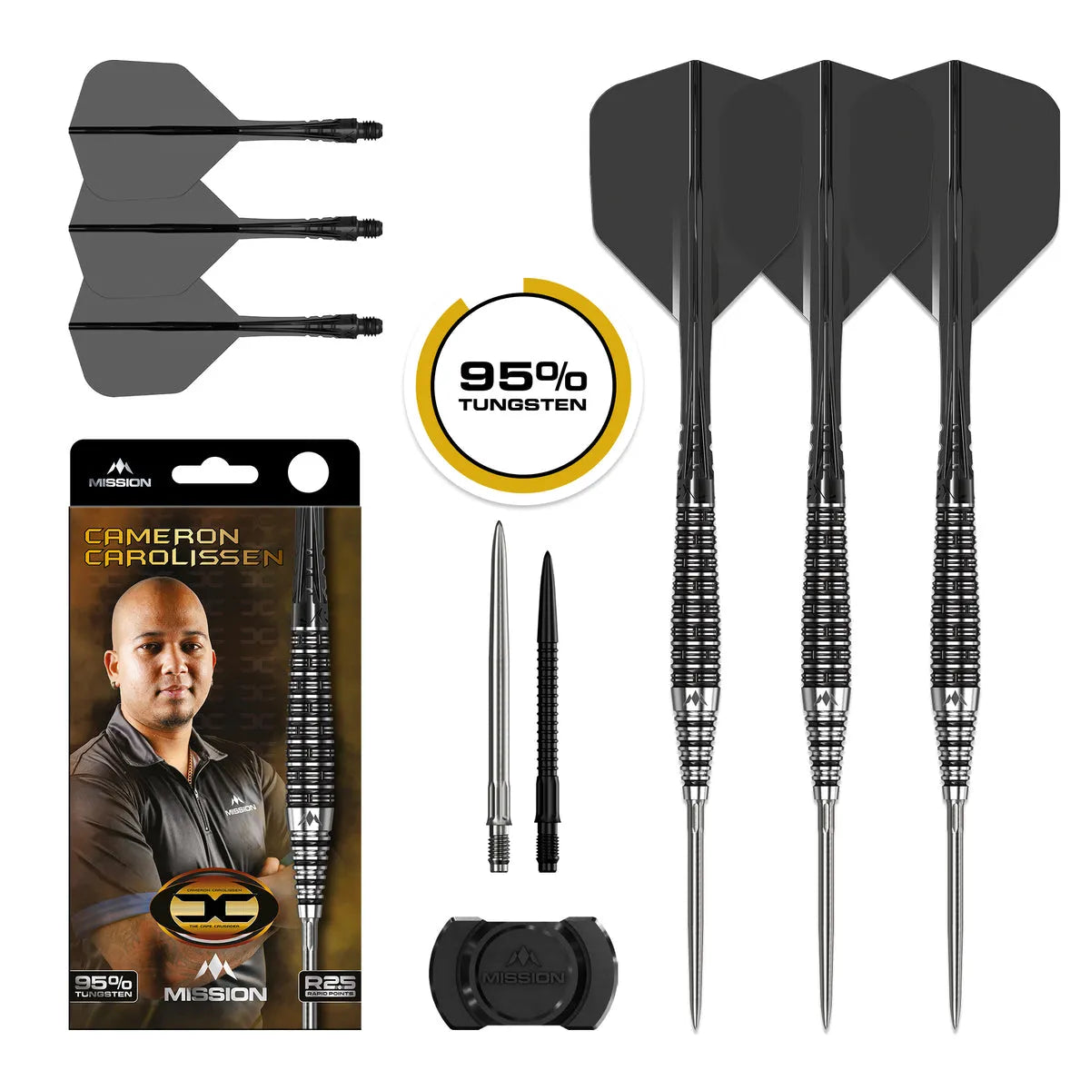 Mission Cameron Carolissen R2.5 95% Tungsten Steel Tip Darts-1-21 GRAM-Premier Darts