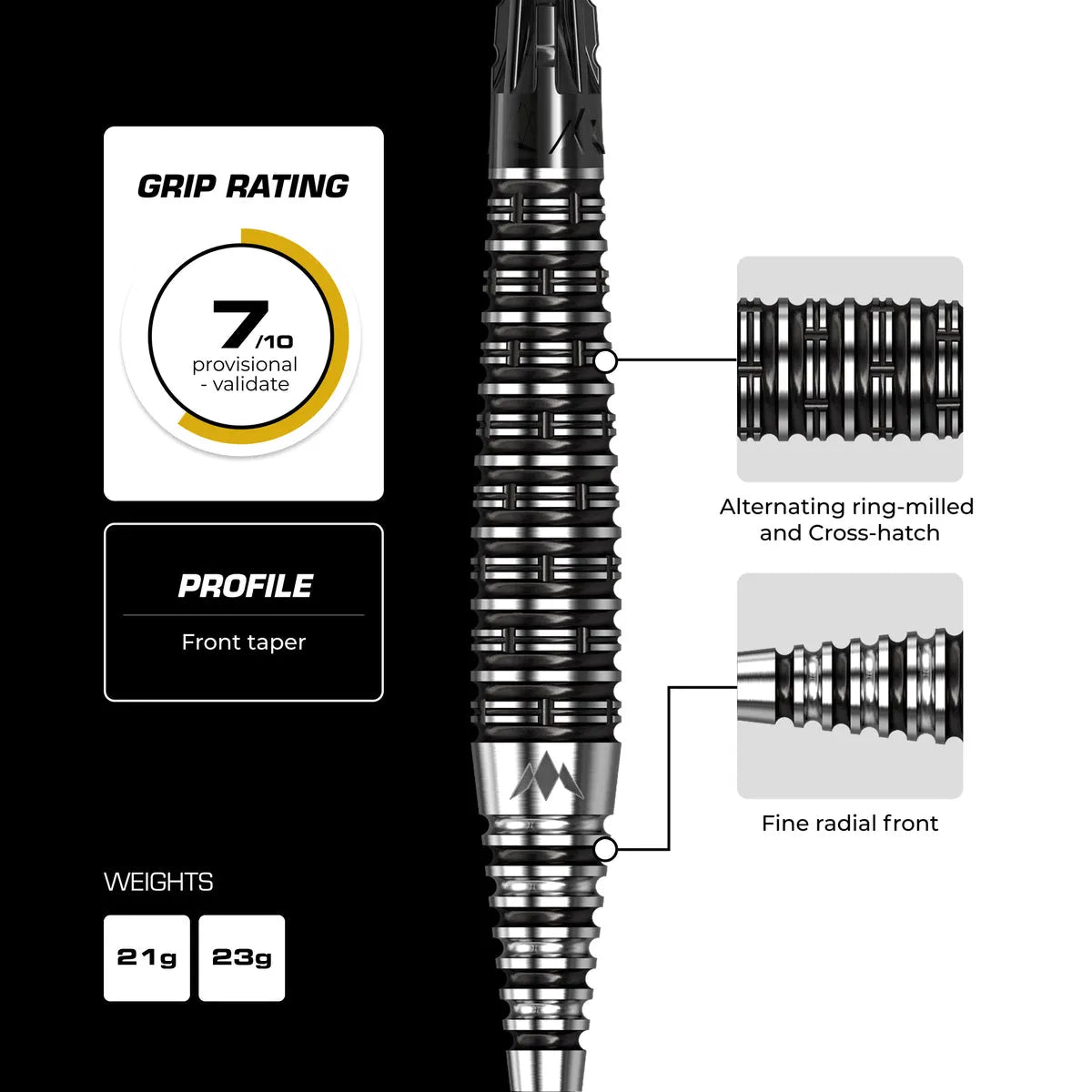 Mission Cameron Carolissen R2.5 95% Tungsten Steel Tip Darts-5-21 GRAM-Premier Darts