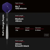 Bull's NL Charge Purple Nickel Coated Brass Steel Tip Darts-3-22 GRAM-Premier Darts