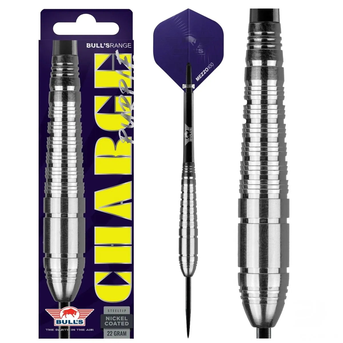 Bull's NL Charge Purple Nickel Coated Brass Steel Tip Darts-1-22 GRAM-Premier Darts