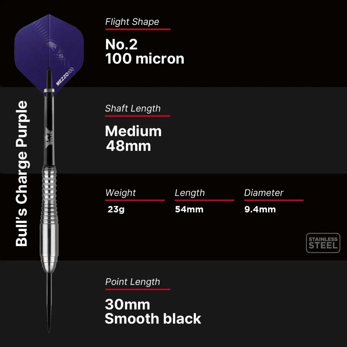 Bull's NL Charge Purple Nickel Coated Brass Steel Tip Darts-7-22 GRAM-Premier Darts