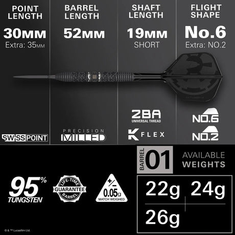 Target Darts Darth Vader SP 95% Tungsten Steel Tip Darts