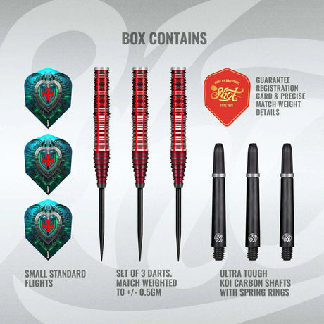Shot Future Knights Dreadheart 90% Tungsten Steel Tip Darts-4-23 GRAM-Premier Darts