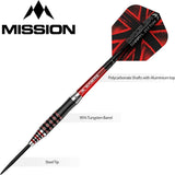 Mission Darryl Fitton Electro Black & Red 95% Tungsten Steel Tip Darts-4-22 GRAM-Premier Darts