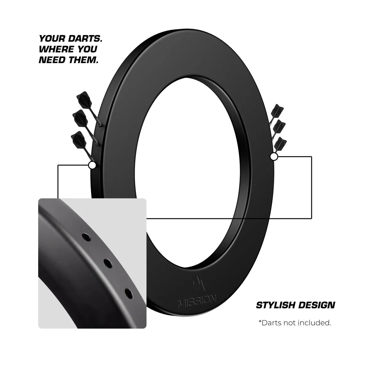 Mission Logo Surround With Dart Holder-4-Black-Premier Darts