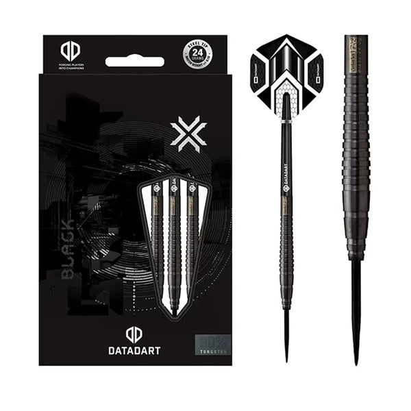 DataDart Black Slim Ringed 90% Tungsten Steel Tip Darts-1-22 GRAM-Premier Darts