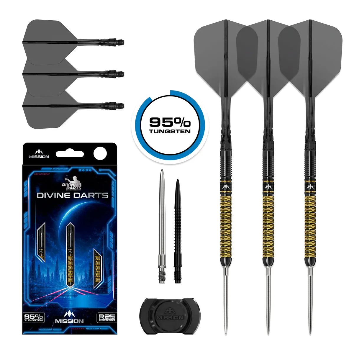 Mission Jake Kenyon Divine Darts R2.5 95% Tungsten Steel Tip Darts-1-24 GRAM-Premier Darts