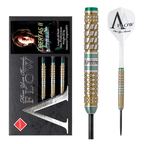 Dynasty Black Line - A-Flow Libertas 2 Yohei Suzuki 95% Tungsten Steel Tip Darts-1-22.5g-Premier Darts