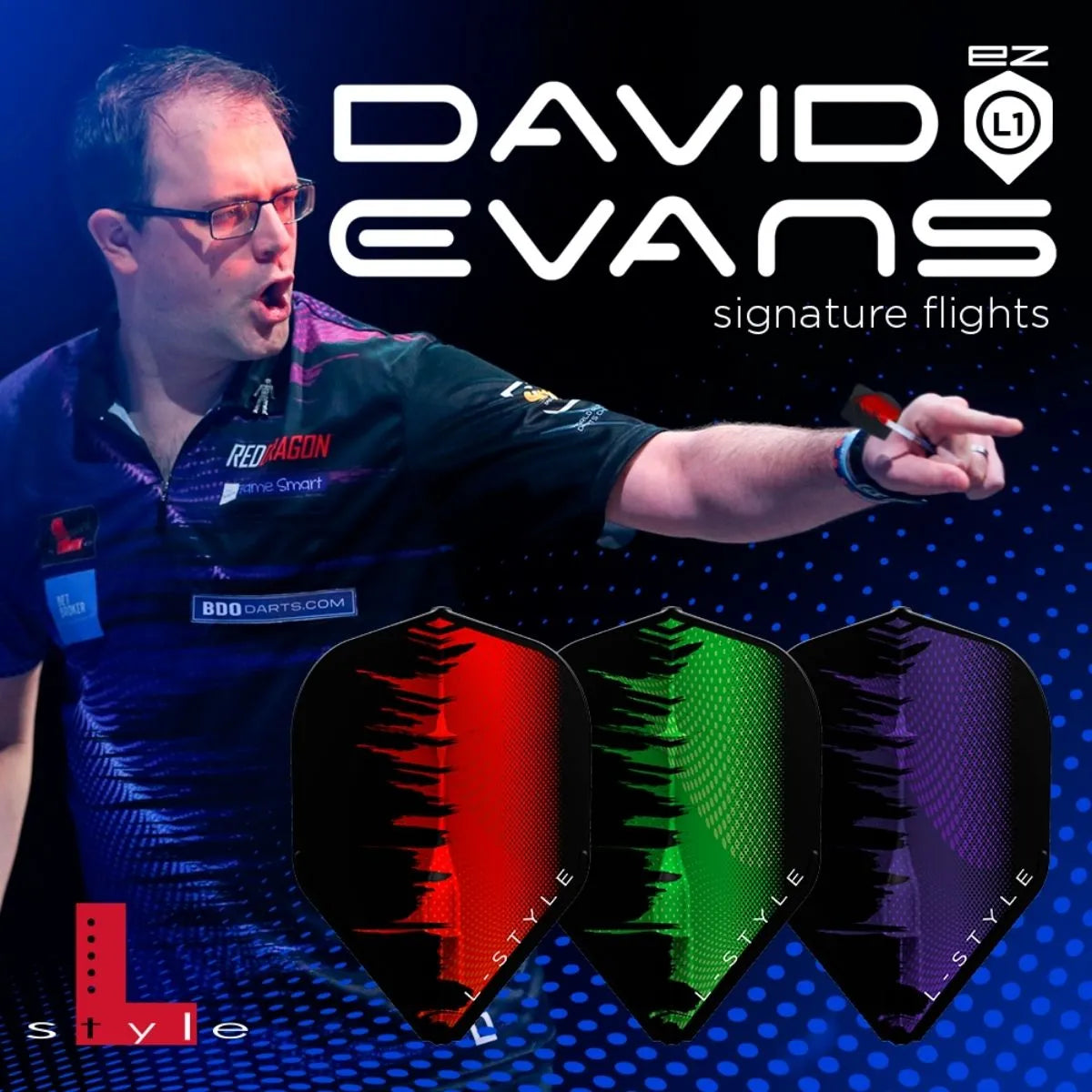 L-Style Darts L-Flight EZ L1 David Evans V1 Purple Flights-4-Premier Darts