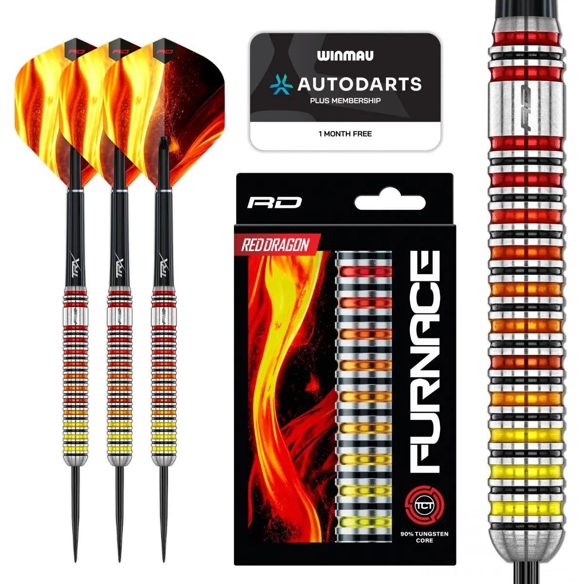 Red Dragon Furnace 90% Tungsten Core Steel Tip Darts-1-22 GRAM-Premier Darts