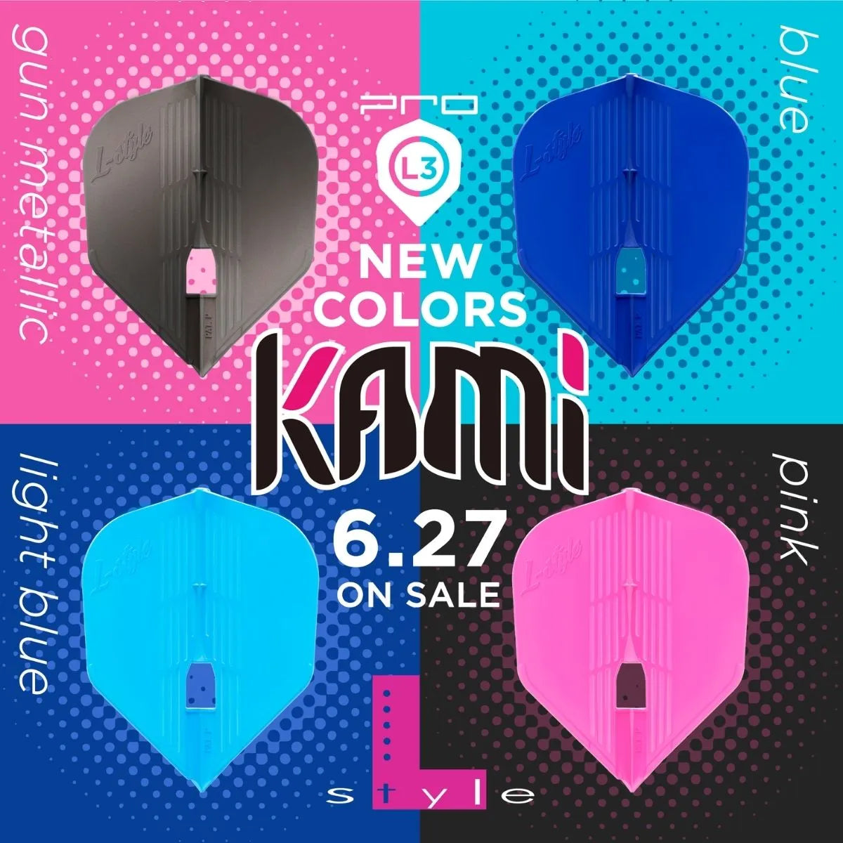 L-Style Darts L-Flight PRO KAMI L3 Pink Flights-4-Pink-Premier Darts