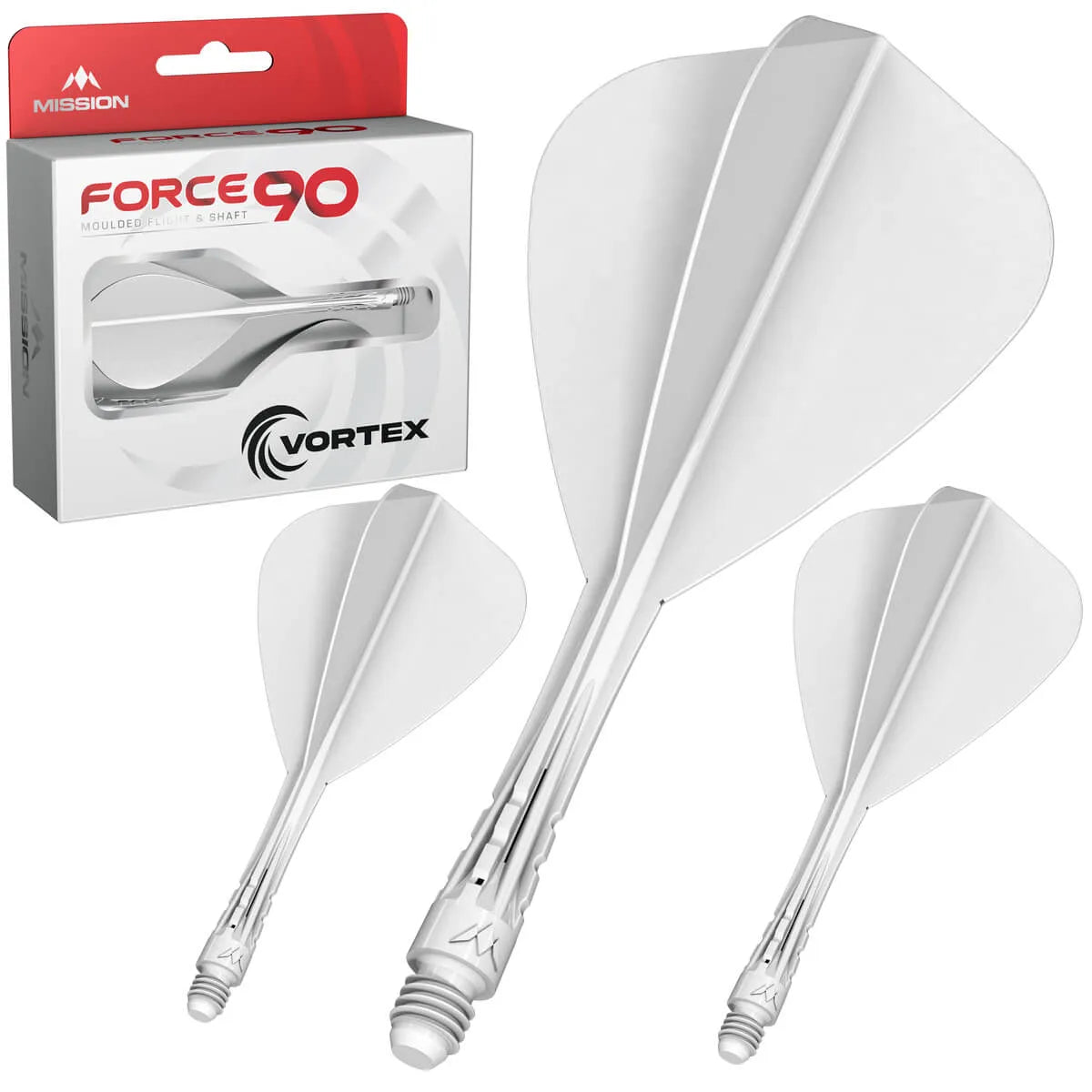 Mission Force 90 Vortex Kite Moulded Flight & Shaft-10-White-Short-Premier Darts