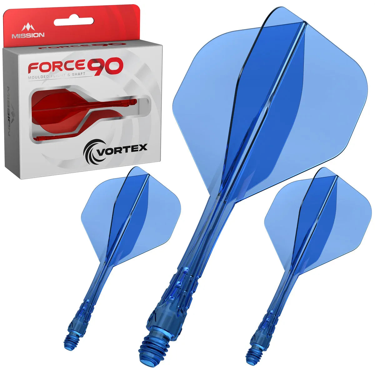 Mission Force 90 Vortex No2 Moulded Flight & Shaft-9-Clear Blue-Short-Premier Darts