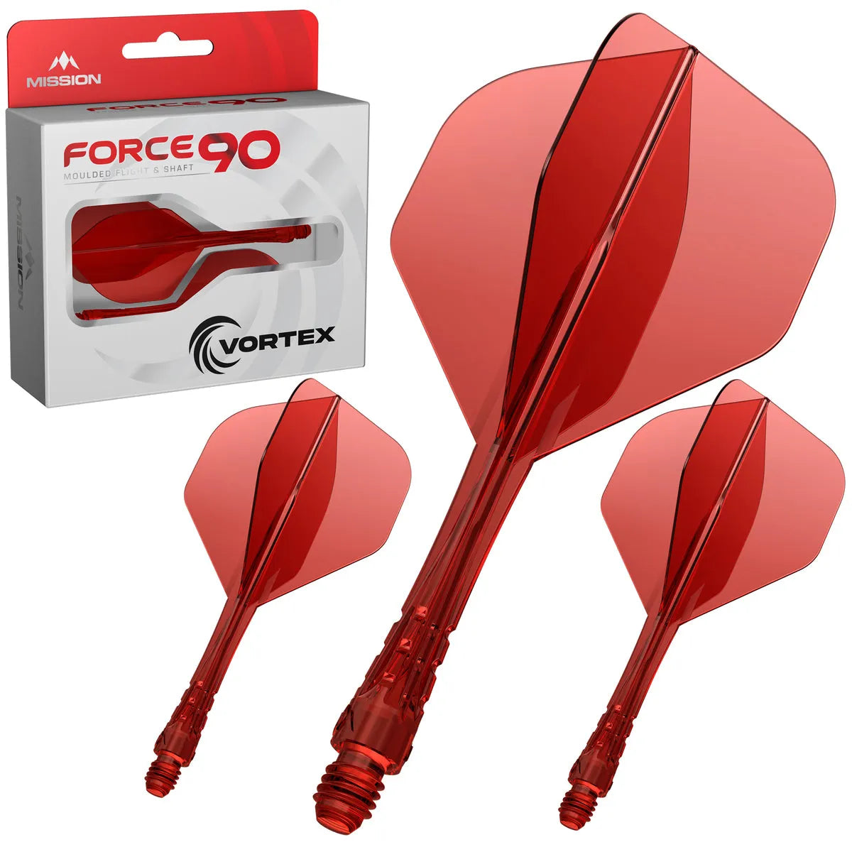 Mission Force 90 Vortex No2 Moulded Flight & Shaft-15-Clear Red-Short-Premier Darts