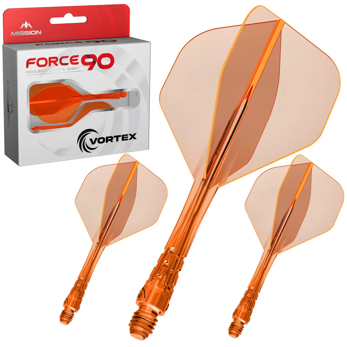 Mission Force 90 Vortex No2 Moulded Flight & Shaft-11-Clear Neon Orange-Short-Premier Darts