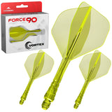 Mission Force 90 Vortex No2 Moulded Flight & Shaft-12-Clear Neon Yellow-Short-Premier Darts