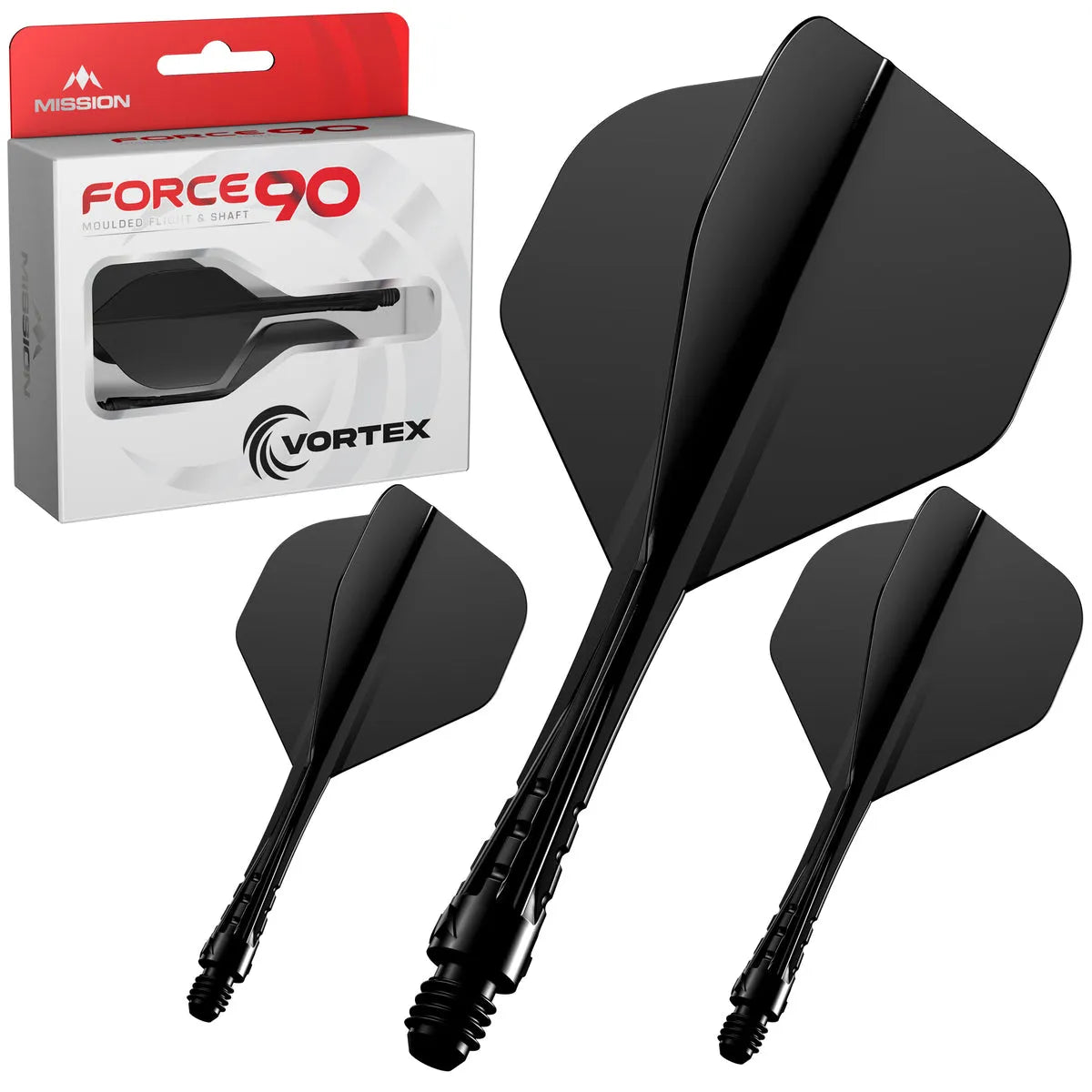 Mission Force 90 Vortex No2 Moulded Flight & Shaft-6-Black-Short-Premier Darts