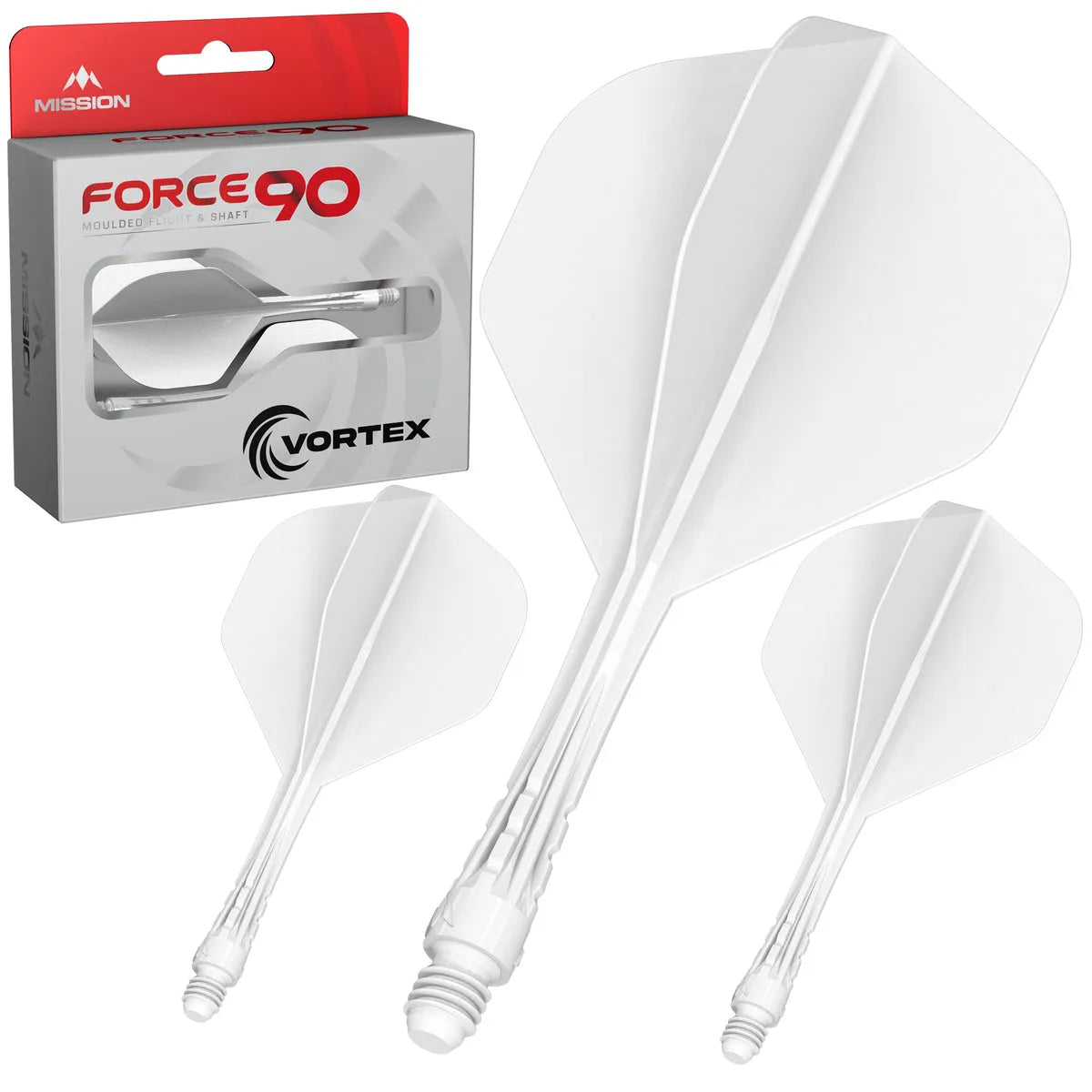 Mission Force 90 Vortex No2 Moulded Flight & Shaft-16-White-Short-Premier Darts