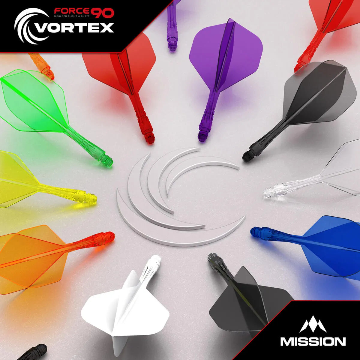 Mission Force 90 Vortex No6 Moulded Flight & Shaft-2-Black-Short-Premier Darts