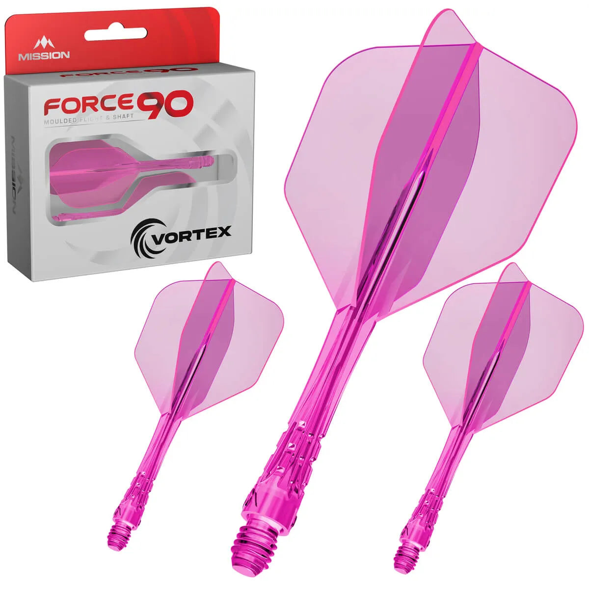 Mission Force 90 Vortex No6 Moulded Flight & Shaft-16-Neon Pink-Short-Premier Darts