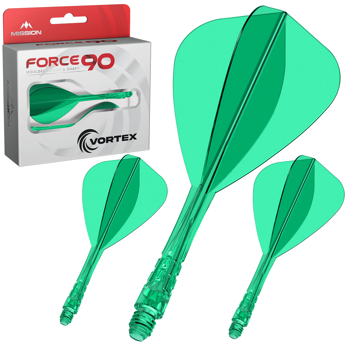 Mission Force 90 Vortex Kite Moulded Flight & Shaft-9-Green-Short-Premier Darts
