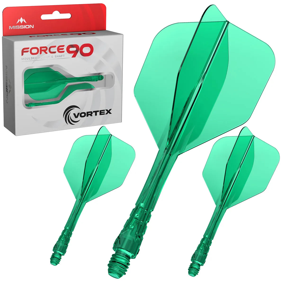 Mission Force 90 Vortex No6 Moulded Flight & Shaft-16-Green-Short-Premier Darts