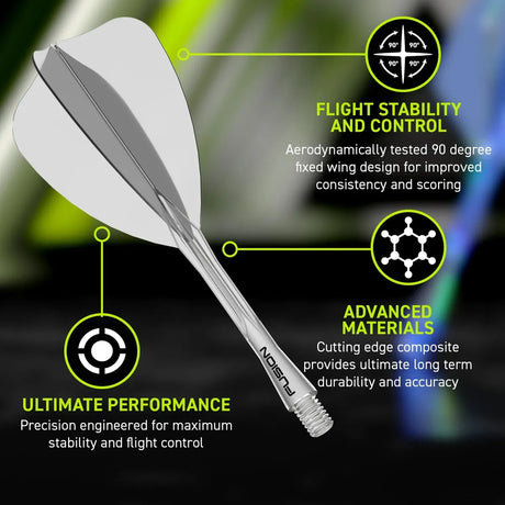Winmau Fusion Arrow Integrated Flight System-10-Black-Short-Premier Darts