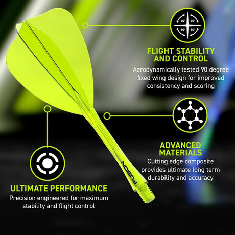 Winmau Fusion Arrow Integrated Flight System-14-Black-Short-Premier Darts