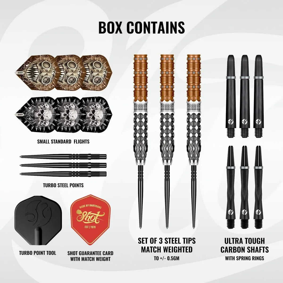 Shot Gnarly Gnasha TP 95% Tungsten Steel Tip Darts-4-23 GRAM-Premier Darts