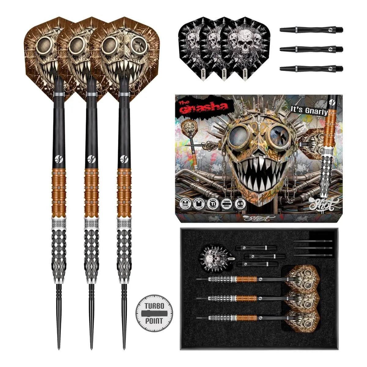 Shot Gnarly Gnasha TP 95% Tungsten Steel Tip Darts-3-23 GRAM-Premier Darts