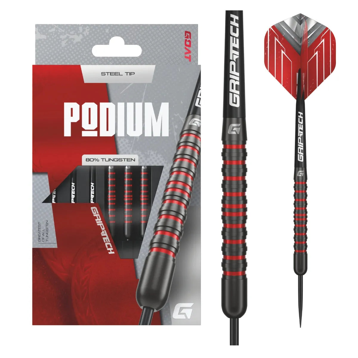GOAT Podium Black & Red 80% Tungsten Steel Tip Darts