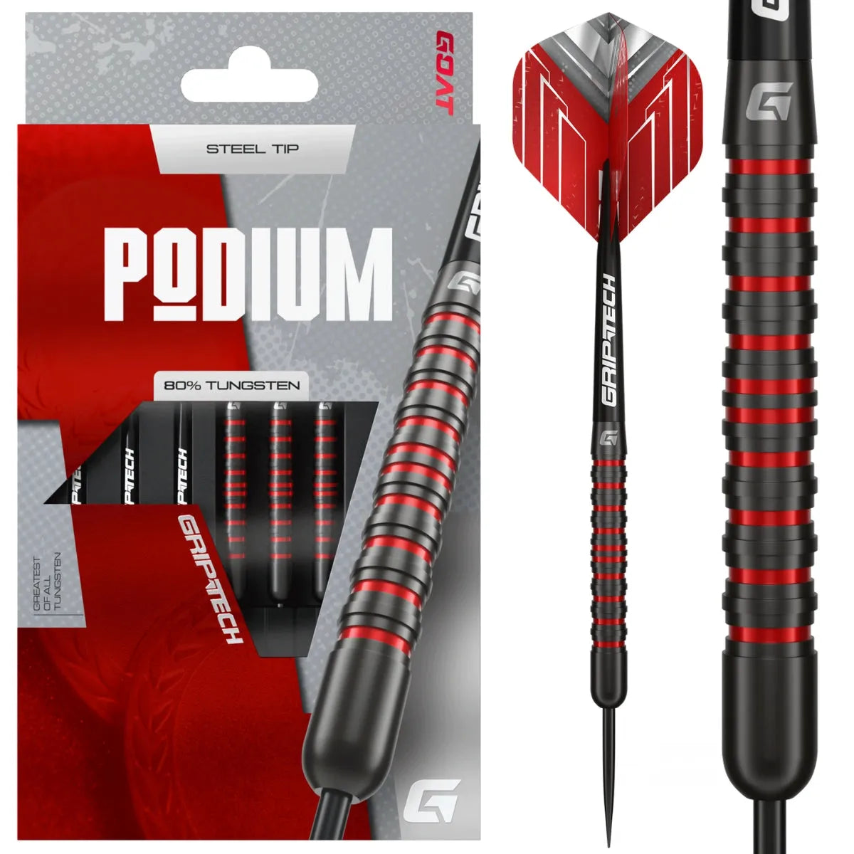 GOAT Podium Black & Red 80% Tungsten Steel Tip Darts-1-20 GRAM-Premier Darts