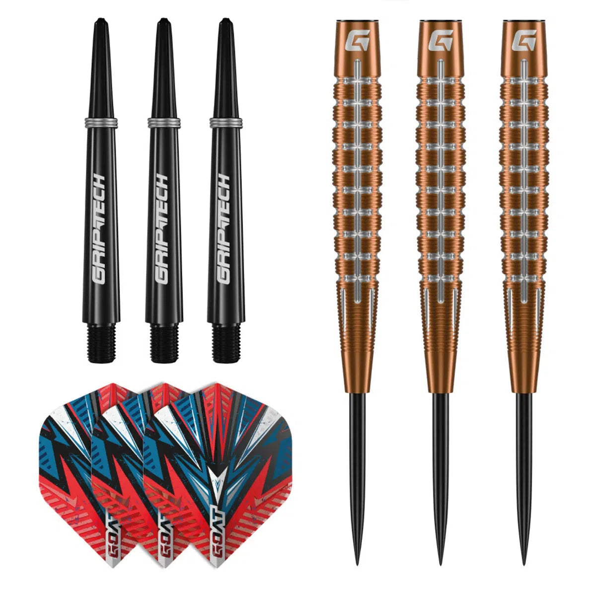 GOAT Quarterback V1 Freccette Punta Acciaio 25 G – Set Completo Con Barili, Flights E Aste