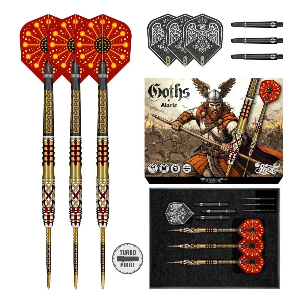 Shot Goths Alaric TP 95% Tungsten Steel Tip Darts-3-23 GRAM-Premier Darts