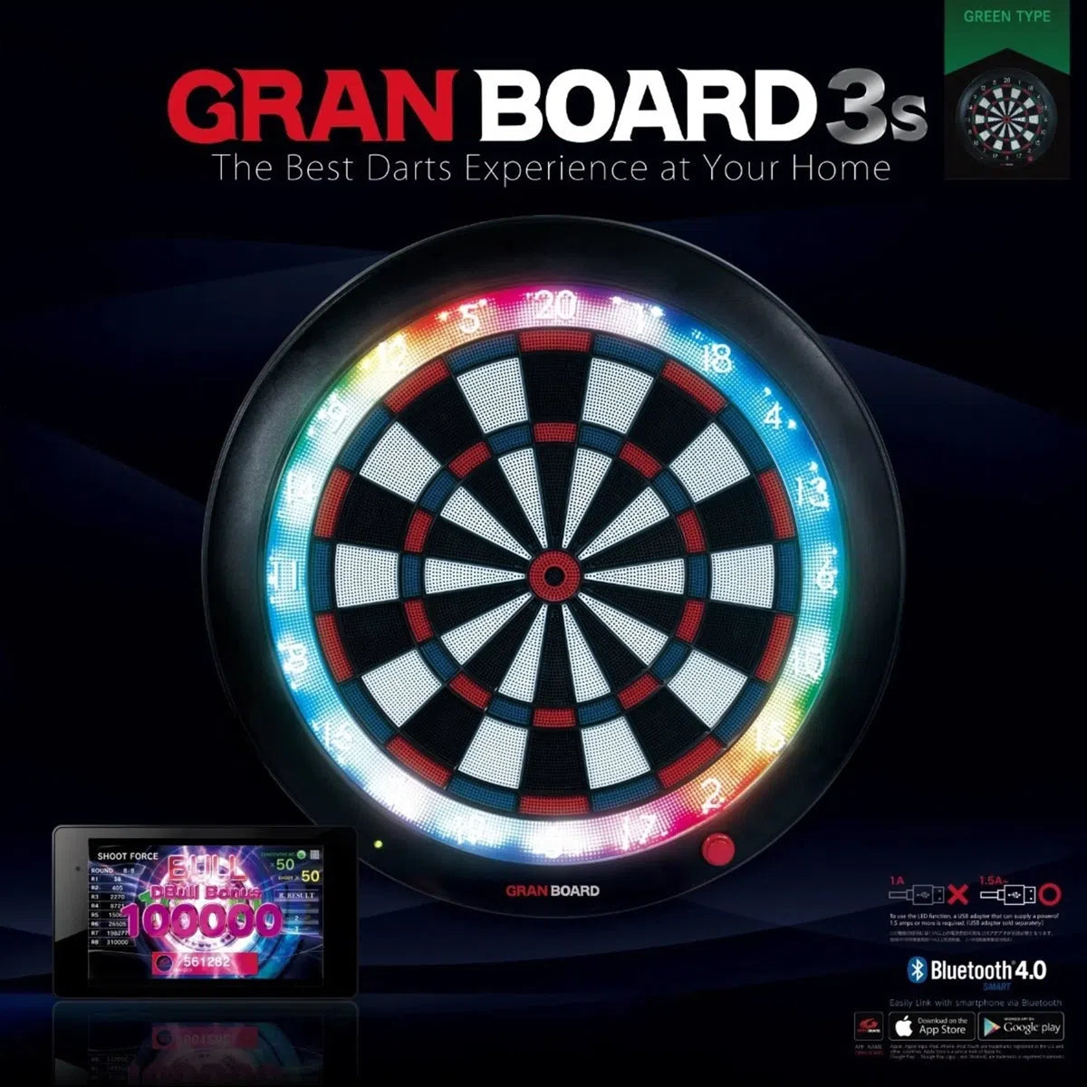 Granboard 3S Green Edition Soft Tip Electronic Dartboard