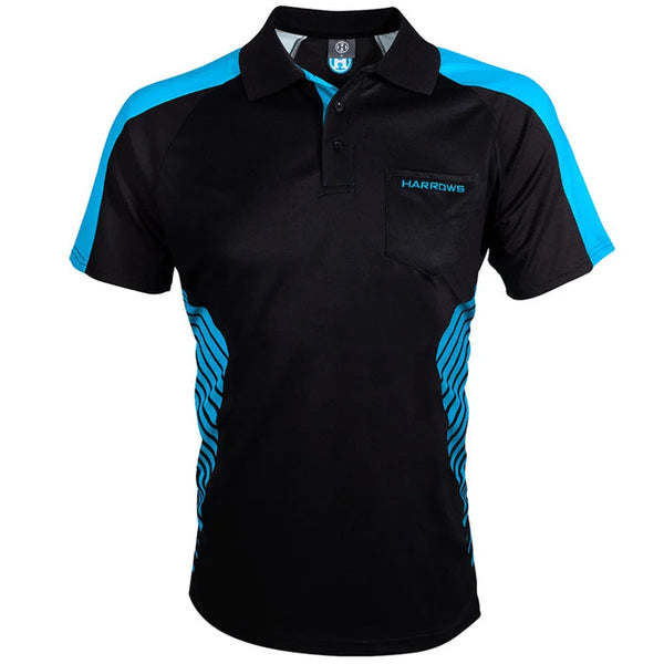 Harrows Darts Vivid Black & Aqua Darts Shirt-1-SMALL-Premier Darts