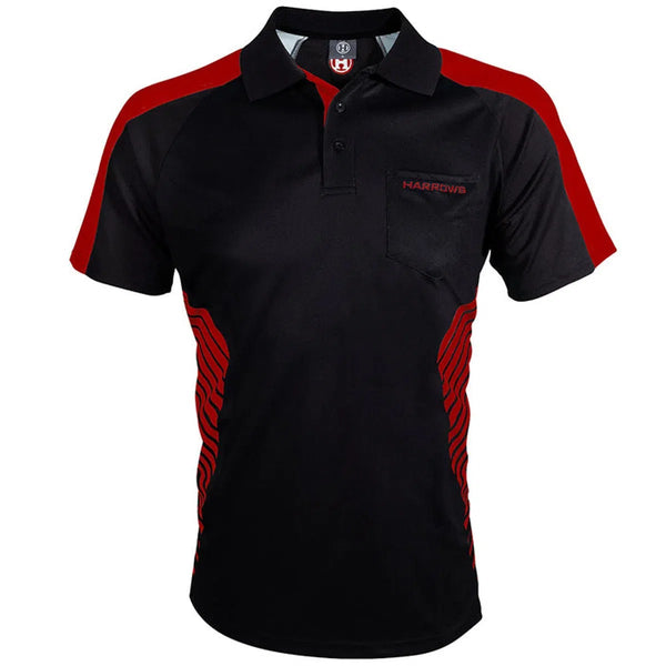Harrows Darts Vivid Black & Deep Red Darts Shirt-1-SMALL-Premier Darts