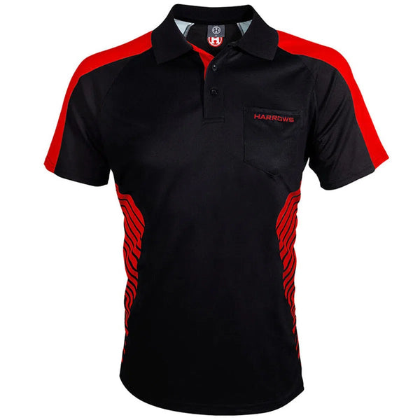 Harrows Darts Vivid Black & Fire Red Darts Shirt-1-SMALL-Premier Darts